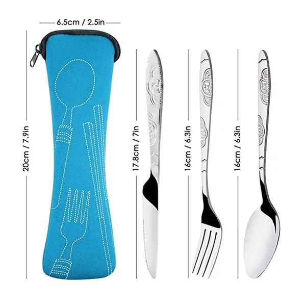 3PCS customized logo Gift promotion stainless steel cutlery set Knife spoon fork