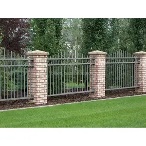 ornamental wall solid wrought iron metal fence panel design for garden courtyard backyard house home