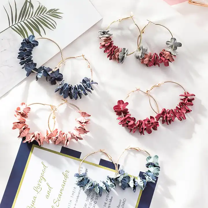 Flower Hoop Earrings / Floral Wedding Earrings / Opal Crystal Floral  Earrings / Flower Statement Earrings / Ivory Bridal Dangle Earrings - Etsy