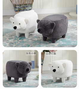 Hot Selling in Japan and Seou Child Furniture White Bear Chair <strong>Stool</strong> Shape Fabric Cover <strong>Wooden</strong> <strong>Small</strong> Sitting <strong>Stool</strong> for Kids - Product Image 4