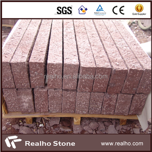 Piña Superficie de Pórfido Rojo Granito Empalizadas 12x12x35 - Product Image 1