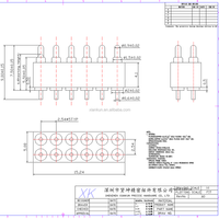 Connecteur Pogo Pin en laiton à deux rangées parallèles, pas de 2,54 mm, 12 broches, pour PCB avec différentes dimensions
