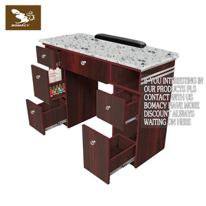 Mesa de manicura de lujo ligera usada de uñas de madera clásica Bomacy con cajones y tapa de mármol - Product Image 4