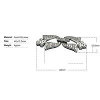 Beadsnice ID30532 Fermoir en argent sterling 925 micro-pavé avec zircons cubiques pour bracelet de montre, 40x12.5x4mm, vendu à l'unité