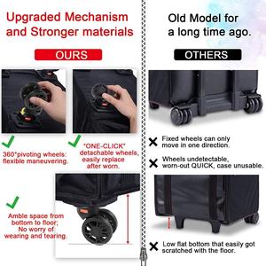Rolling <strong>Makeup</strong> Bag Trolley 2 in 1 Travel Cosmetic Train <strong>Cases</strong> <strong>on</strong> <strong>Wheels</strong> Nylon Black Bags for Professional Make up Artist Storage - Product Image 6