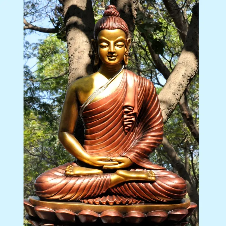 Dekorasi Kerajinan Logam Patung Buddha Buddha Perunggu Patung Buddha Kuningan Gautam