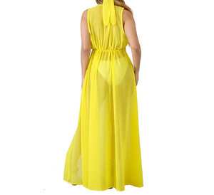 See Through High Split Deep <strong>v</strong> <strong>Neck</strong> Transparent Maxi <strong>Dresses</strong> for Beach - Product Image 2