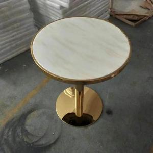 Rectangle Marble Top Brass Gold Stainless Steel Base <strong>Bistro</strong> <strong>Table</strong> - Product Image 4