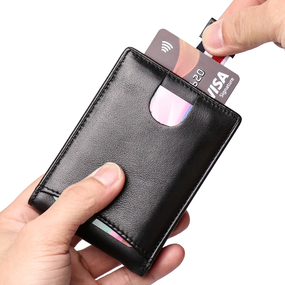 Full grain genuine leather wallet for men RFID blocking men card holder