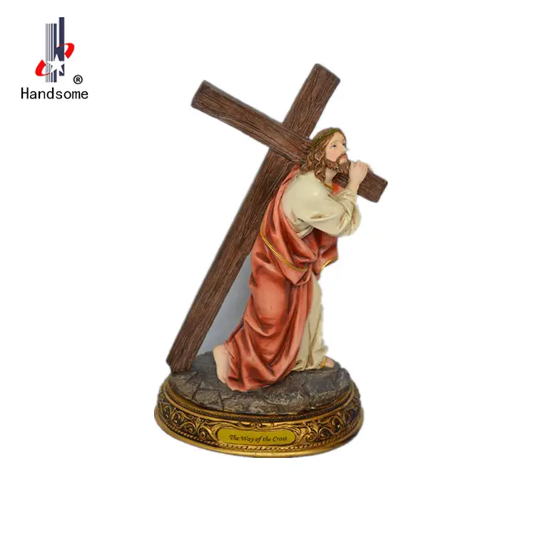 Resina a sublimazione promozionale staue religiosa 3D gesù sulla croce figurine regalo del produttore