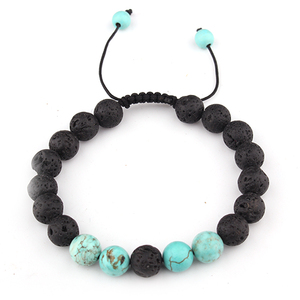 Chaude À La Mode pierre de lave Charme Mat jewlery Noir Onyx <span class=keywords><strong>chakra</strong></span> Perle Bracelet pour Hommes - Product Image 6