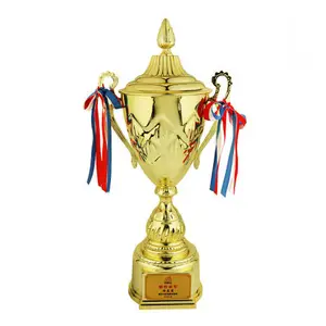 Vendita all'ingrosso trofei tennis-Pressofuso in lega di metallo su ordinazione del metallo award trofeo della coppa con logo personalizzato per lo sport di gioco del calcio di calcio basket di badminton tennis