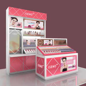personalizada cosmético de cristal de la joyería soporte de exhibición con luz LED mesa de madera MDF muchos cajones kiosco - Product Image 1