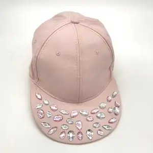 new style girls pink baseball cap with bling bling jewels on the visor baseball hat