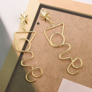 encanto partido declaración joyas oído 18 K chapado en oro brillante estrella hueco carta <span class=keywords><strong>amor</strong></span> cuelgan los pendientes - Product Image 5