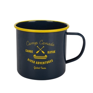Giallo blu nero cina fornitore della fabbrica logo economico stampato personalizzato smalto metallo campeggio <span class=keywords><strong>caffè</strong></span> tazza da tè tazza con logo personalizzato - Product Image 1
