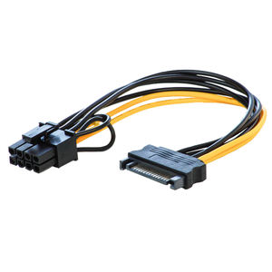 Holly 高品质单路 SATA 15pin 8pin(6+2) 18AWG 电源适配器电缆 20cm PCI-E SATA 电源电子显卡 - Product Image 6