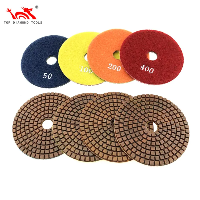 Wet or Dry Used Flexible Diamond Polishing Pads For Angle Grinder Engineered Stone Granite Marble Quartz Stone Grinding Tools