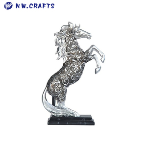 Tượng Khắc Màu Bạc Khắc Ngựa Trotting Tượng Ngựa Đứng Bức Tượng Cha Và Con Ngựa Đầu Trang Trí Nội Thất - Product Image 2