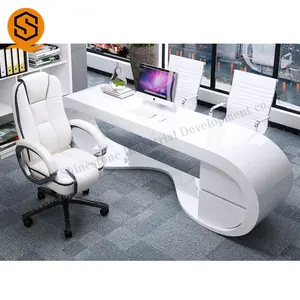 Luxury Artificial Marble Curved Executive Office Manager Ceo Google Desk Computer Table