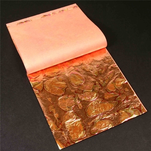 Kertas Dinding Dekorasi Rumah Warna-warni Kertas Foil Daun Tembaga Beraneka Ragam Kertas Daun Emas Imitasi 14X14 Cm 25 Buah Per Buku - Product Image 4