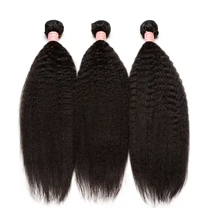 Capelli indiani in magazzino Remy del virgin dei capelli di colore Nero Naturale di estensioni dei capelli onda Diritta Crespa di trama da fornitore Della Cina