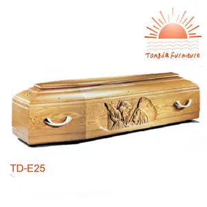 TD--E25 Wholesale solid paulownia wooden coffin of full couch