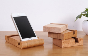 Support de téléphone en bois, support de téléphone portable en bambou, double fente - Product Image 5