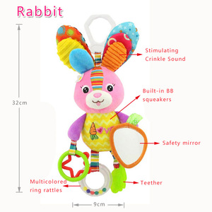 H026D Thỏ Teether Đẩy Trẻ Treo Bé Lục Lạc Mềm Đồ Chơi - Product Image 2