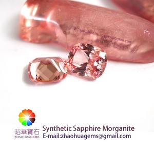 Coussin de saphir en morganite, 1 pièce synthétique, conception en laboratoire, pierres précieuses, couleur rose, pêche - Product Image 3