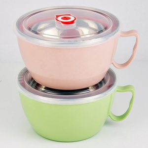 Snack Bowl Noodle Pot Soup Bowl Stainless Steel LeakProof Food Storage Container with Handle and Lid Bento Lunch Box <strong>Ramen</strong> - Product Image 3