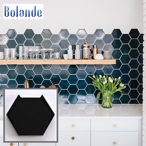 Pas cher moderne élégant <span class=keywords><strong>style</strong></span> pur noir mosaïque carreaux de métro brillant biseauté hexagone forme mosaïque dosseret tuile - Product Image 2