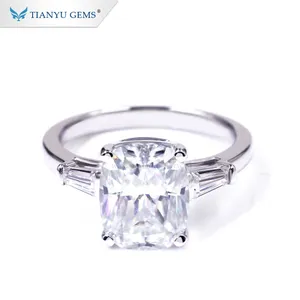 Tianyu angepasst AU585/AU750 solide weiß Gold hochzeit Ring kissen zerkleinert eis Moissanite engagement dame band