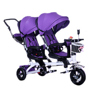 Poussette pivotante multifonction double <span class=keywords><strong>siège</strong></span>, pour <span class=keywords><strong>bébé</strong></span>, tricycle avec deux places - Product Image 2