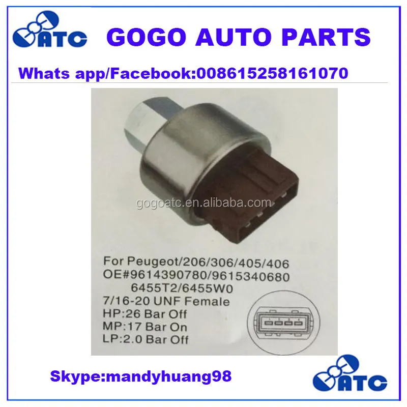 Interruptor de pressão lateral ac, para peugeot 206 306 405 406 9614390780 9615340680 6455t2 6455w0