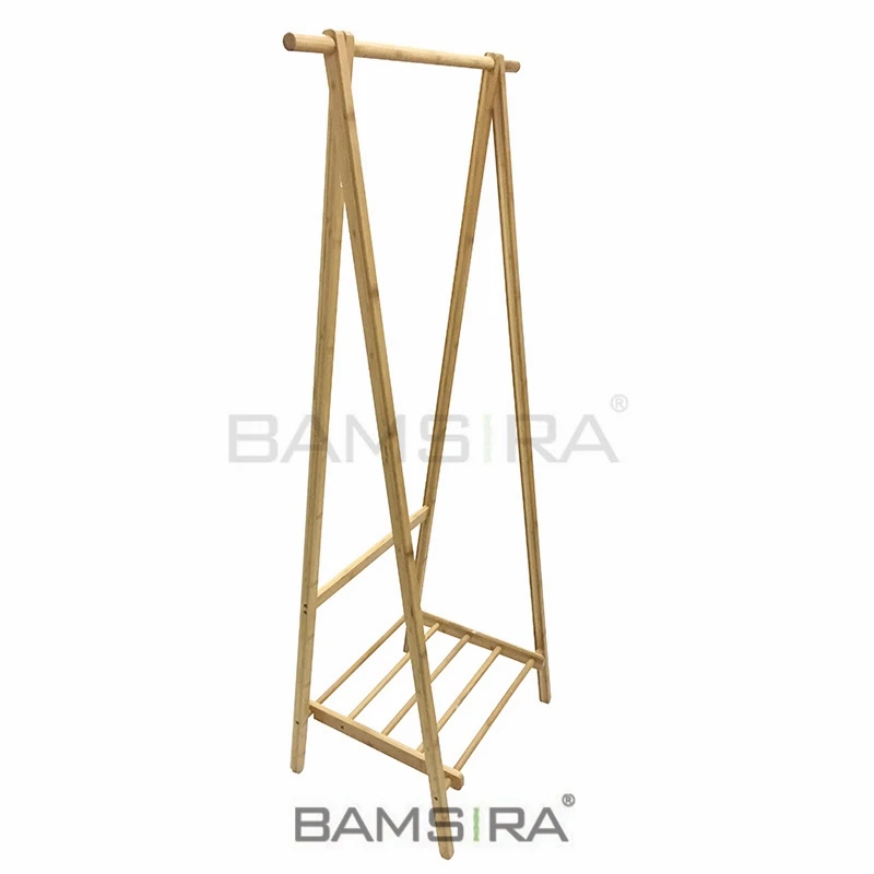 Garment Rack Bamboo Clothes Coat Shoe Storage Shelf