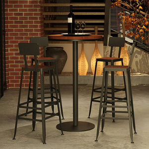 <span class=keywords><strong>Tabouret</strong></span> <span class=keywords><strong>de</strong></span> <span class=keywords><strong>bar</strong></span> industriel Loft, pour restaurant, café, en métal noir, avec siège en <span class=keywords><strong>bois</strong></span>, - Product Image 3