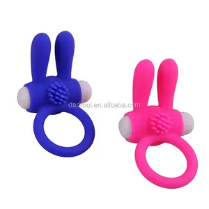 Nuevo 2015, orejas de conejo, juguetes para hombre, anillos vibradores de silicona para pene y pene