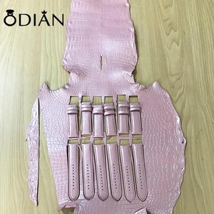 Bracelet <span class=keywords><strong>de</strong></span> montre pour hommes et femmes, en cuir <span class=keywords><strong>de</strong></span> <span class=keywords><strong>lézard</strong></span>, haut <span class=keywords><strong>de</strong></span> gamme, fait à la main, noir, marron, noir et rose, 20mm, - Product Image 1