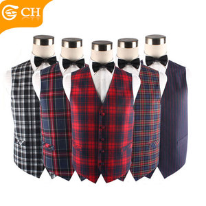 เสื้อกั๊กผ้าทวีดลายสก็อตผ้าฝ้ายลำลองสำหรับผู้ชายขายส่ง - Product Image 1