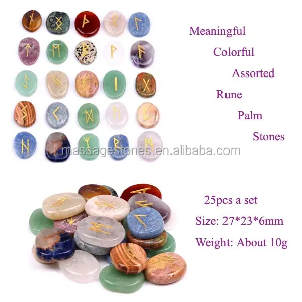 Pierres précieuses colorées en pierre de Rune, set de pierres précieuses syques pour cadeau de Tarot