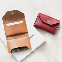 YY dompet kartu bisnis kulit PU remaja, dompet kancing penutup kulit PU untuk remaja