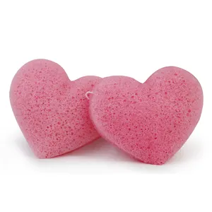 Bebevisa hot sale 100% natural Heart shape Rose face konjac cleansing sponge