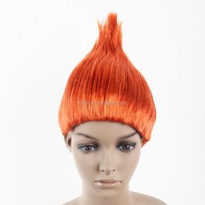 Perruque synthétique grande <span class=keywords><strong>rose</strong></span> dorée style troll pour fête de carnaval et Halloween MPW-0406 - Product Image 2