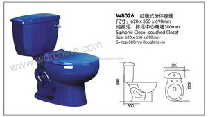 De dos piezas de diseño de baño <span class=keywords><strong>inodoro</strong></span> sifónico color porcelana sanitaria higiénico azul - Product Image 2