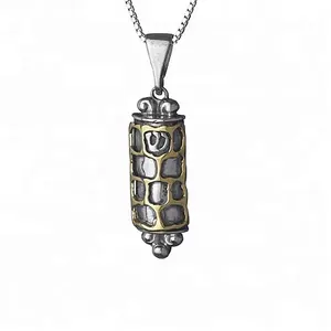 Custom Wholesale Cremation Jewelry Old Sterling Silver Mezuzah Jewish Urn Ashes Pendant Necklace For Human Pets Ashes