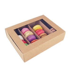 Boîtes à macarons roses pliables sur mesure avec fenêtre transparente, rabat festonné, pelliculage mat, recyclables pour sushis et autres aliments - Product Image 6