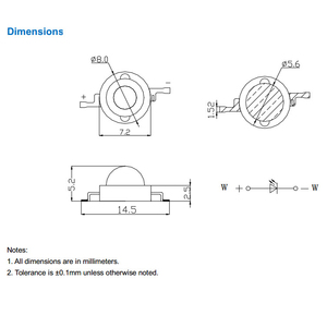 HG 3 <span class=keywords><strong>watt</strong></span> trắng ấm <span class=keywords><strong>diode</strong></span> <span class=keywords><strong>led</strong></span> 260-280LM Bridgelux 45mil chip 2800-3000 K <span class=keywords><strong>high</strong></span> <span class=keywords><strong>power</strong></span> <span class=keywords><strong>led</strong></span> - Product Image 2
