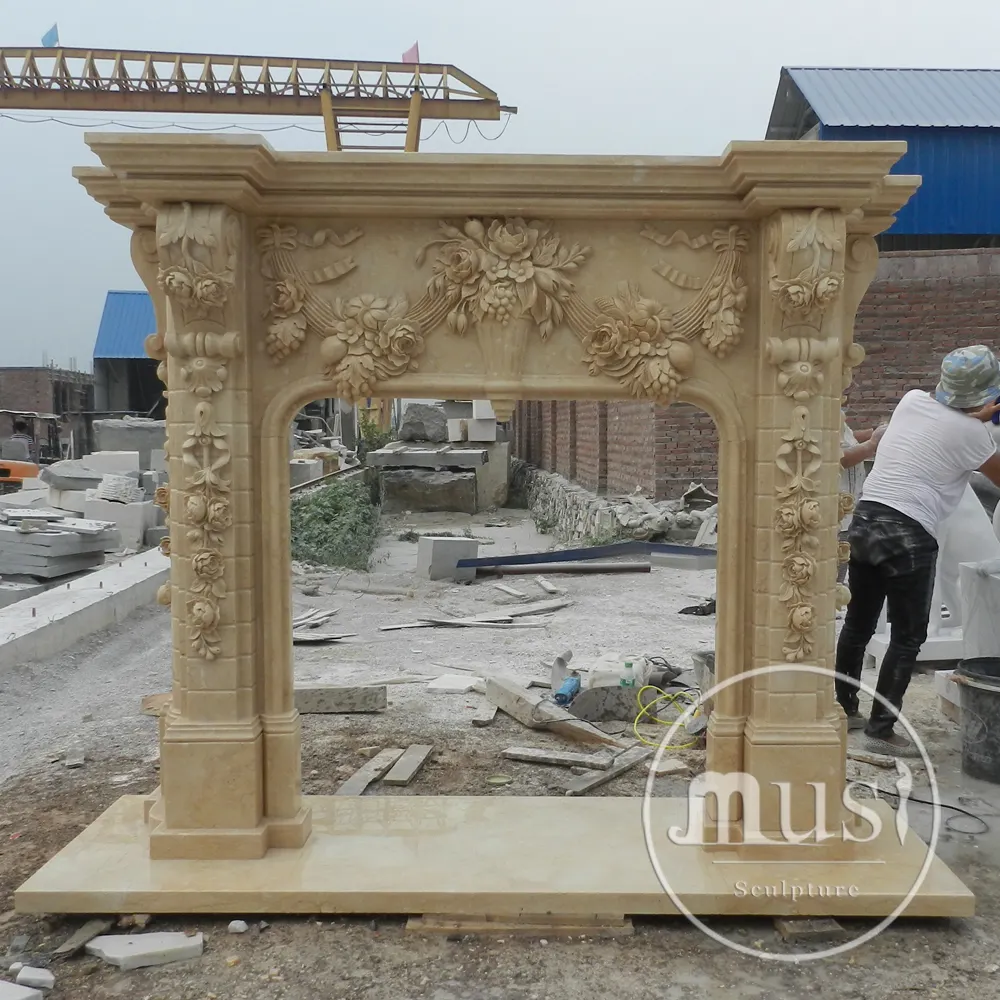 Casa di lusso Della Decorazione di Stile Romano Marmo 2 Lati Camino Elettrico