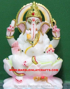 Hand Carved Makrana Marble Ganesha Statue - Product Image 1